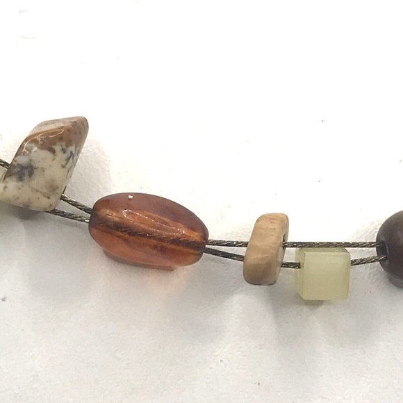 Lia Sophia Gold Tone Station 16” Necklace Tiger Eye Semi Precious Stones - Picture 5 of 8